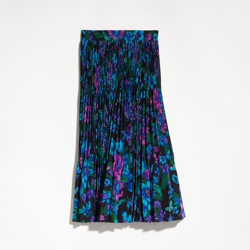 Printed silk crêpe de chine midi skirt