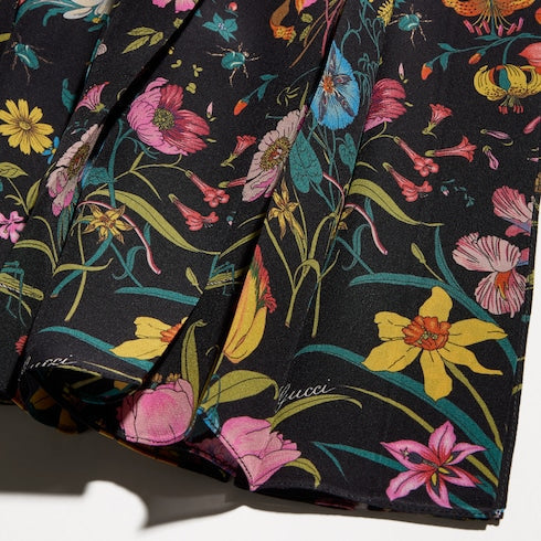 Printed silk midi skirt