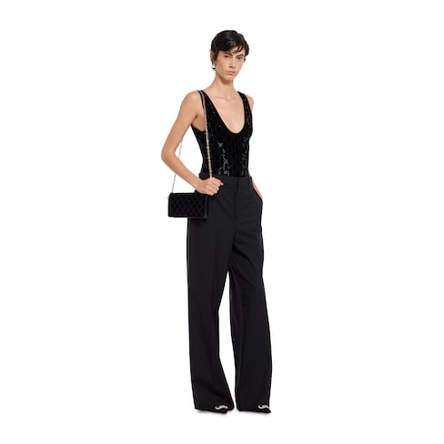 Light wool pant with embroidery