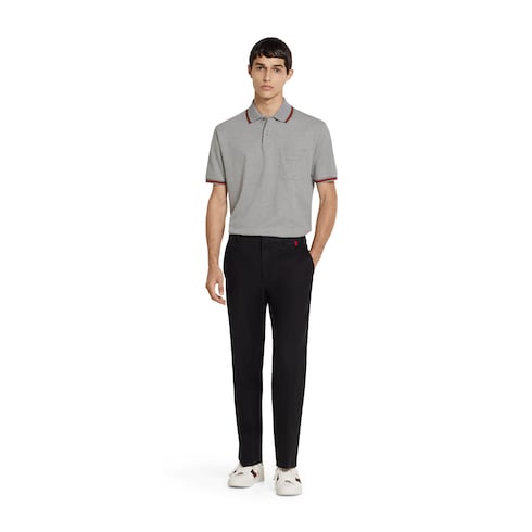 Cotton piquet polo shirt with embroidery