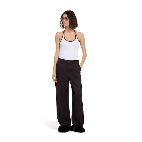 Horsebit silk jacquard pants