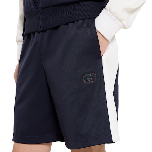 Technical jersey shorts with embroidery