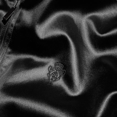 Cotton acetate satin zip jacket