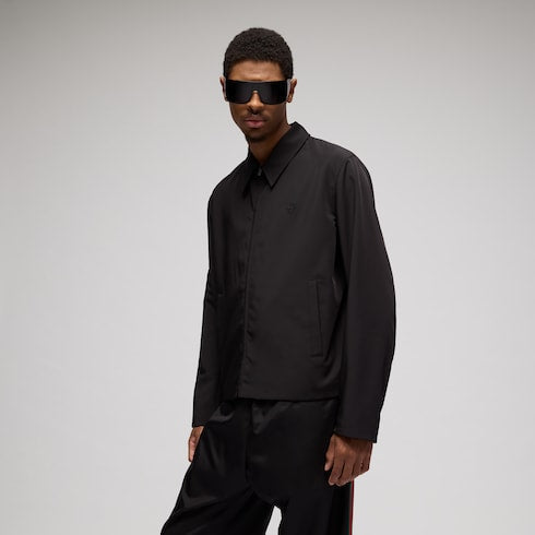 Stretch polyester zip jacket with embroidery
