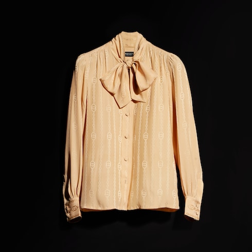 Interlocking G chain silk jacquard shirt