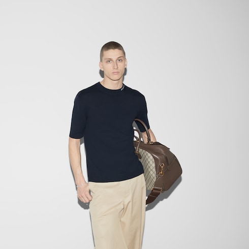 Silk cotton T-shirt with Gucci intarsia