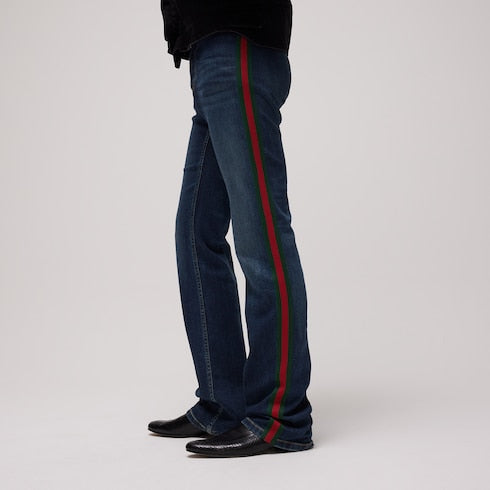 Cotton denim pants with Web