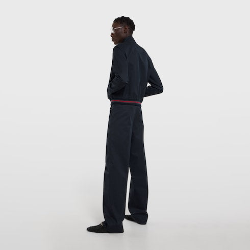 Cotton twill pants with embroidery