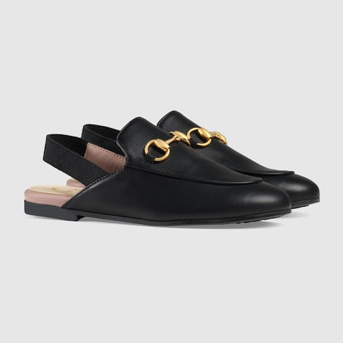 Black Leather Children's Princetown Slipper