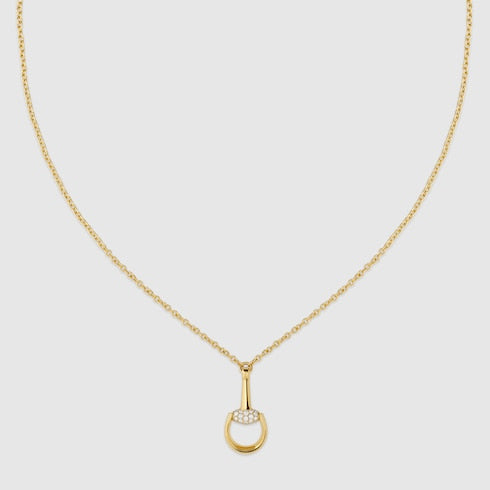 Gucci Horsebit diamond 18k pendant necklace