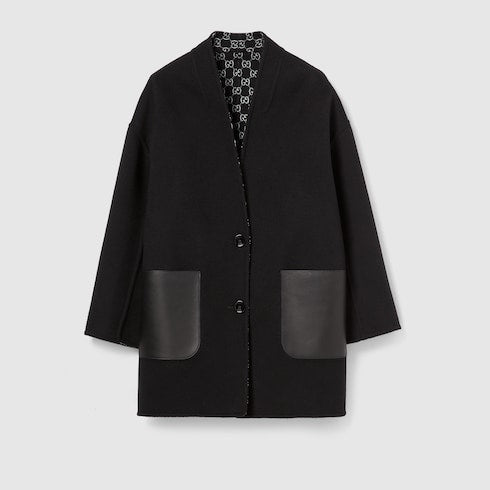 Reversible silk wool coat