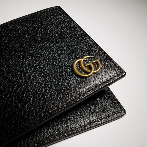 Black Leather GG Marmont Large Bi-Fold Wallet