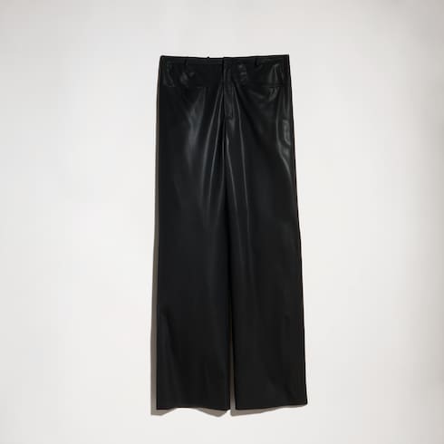 Light wool pants with chintzed finish
