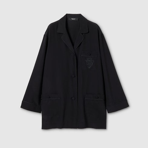 Silk crêpe de chine shirt with embroidery