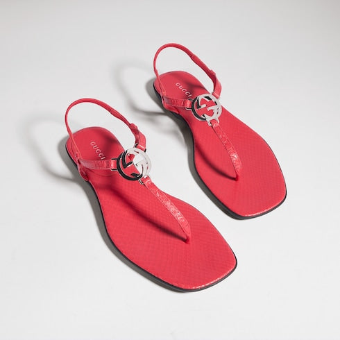Women's python thong sandal with Interlocking G