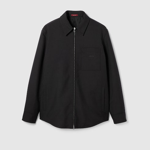 Wool twill zip overshirt