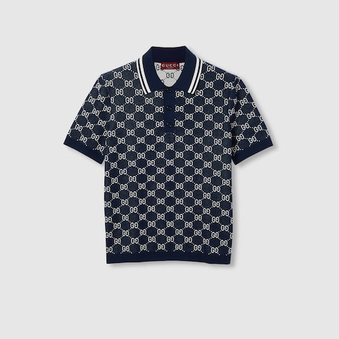 GG cotton knit jacquard polo shirt