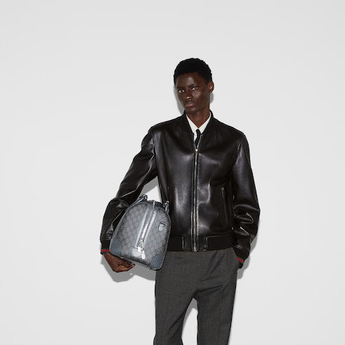 Leather bomber jacket with Web
