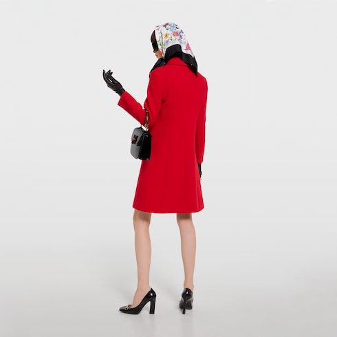 Wool natté coat with Double G button