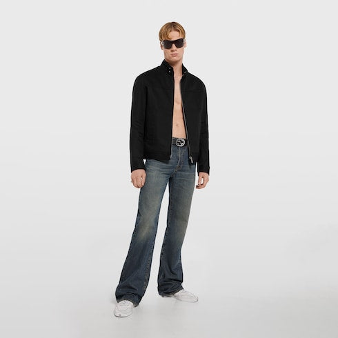 Cotton denim jacket with Horsebit