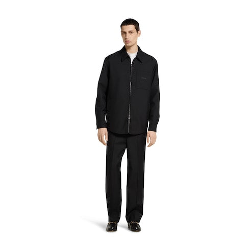 Wool twill zip overshirt