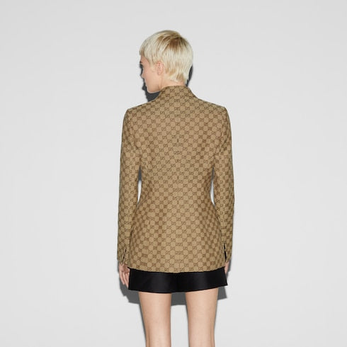 Double-breasted GG canvas jacket