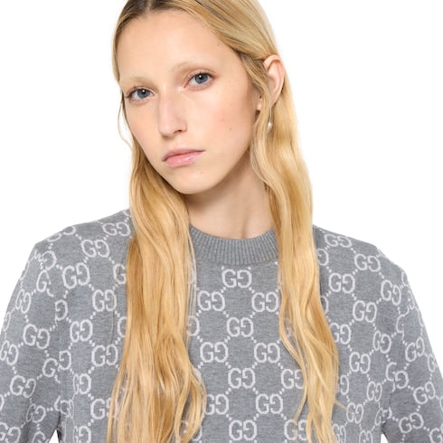 Reversible GG fine wool jacquard top