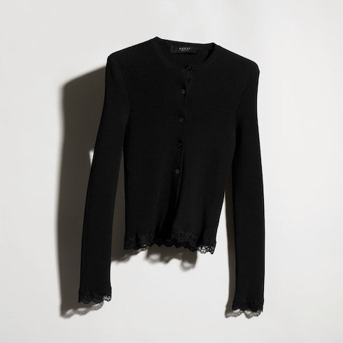Fine matte viscose rib cardigan