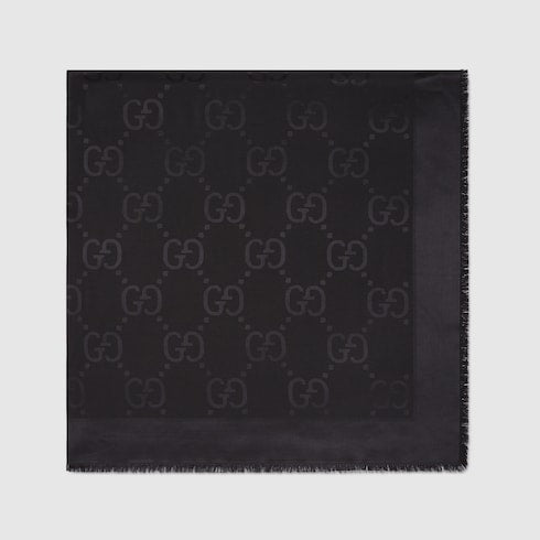 GG jacquard silk wool shawl