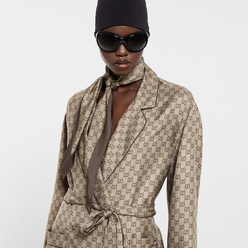 Printed silk twill diamond scarf