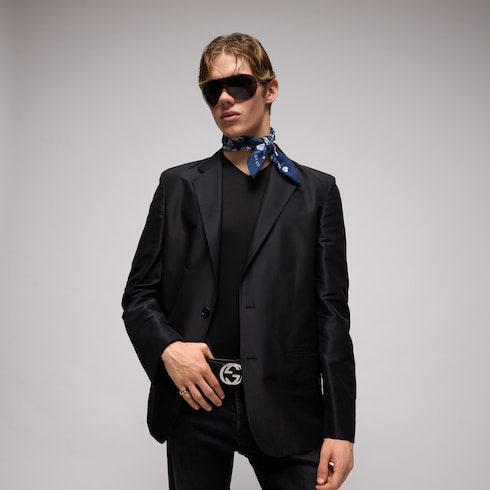 Cotton silk jacquard pocket square
