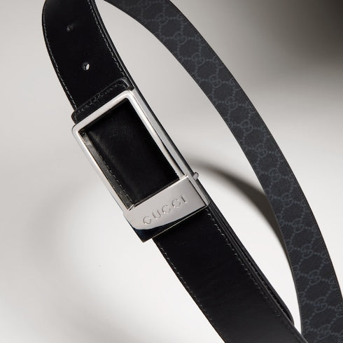 Reversible belt with rectangular buckle