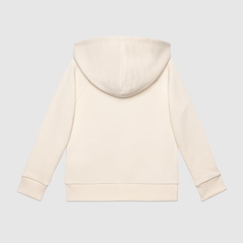 White Cotton Children's Sweatshirt With Gucci Logo & Hood