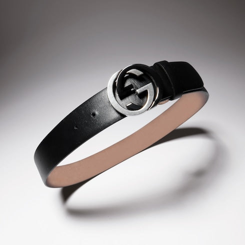 Wide belt with Interlocking G buckle