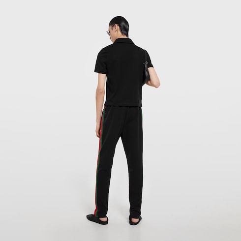 Cotton piquet polo shirt with embroidery