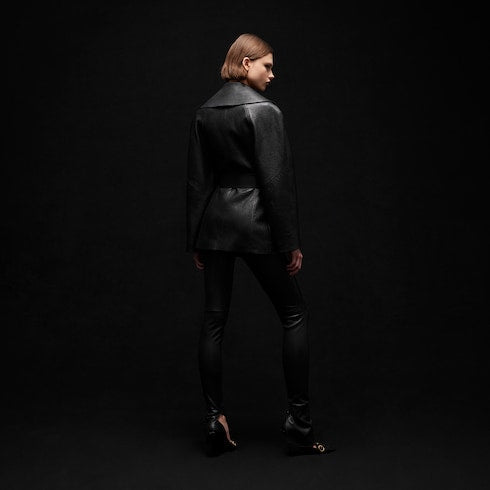 Soft grainy leather trench