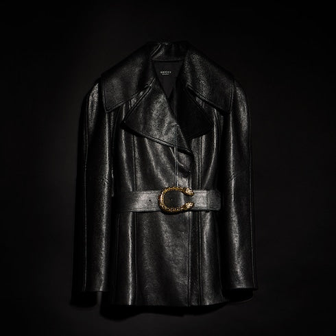 Soft grainy leather trench