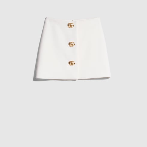 Crêpe wool skirt with Double G button