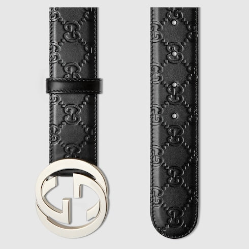Men's Black Gucci Signature Leather Belt