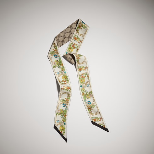 Printed silk twill ribbon
