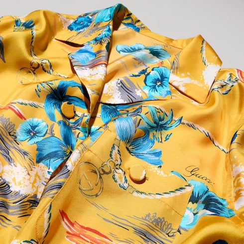 Printed silk twill shirt