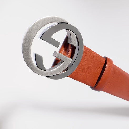 Wide belt with Interlocking G buckle