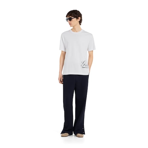 Cotton jersey leisure pants with embroidery