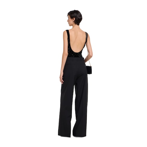 Light wool pant with embroidery