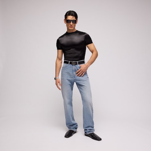 Stretch satin jersey T-shirt