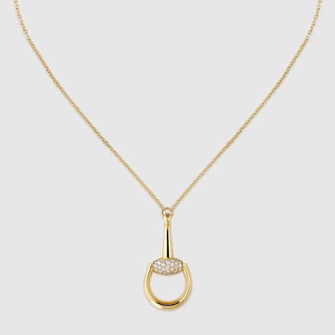 Gucci Horsebit diamond 18k pendant necklace
