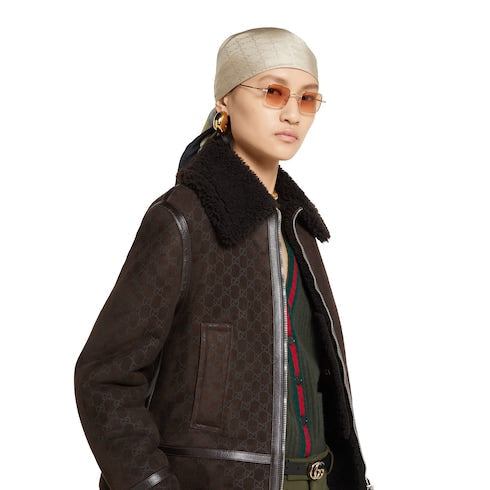 Printed suede shearling jacket