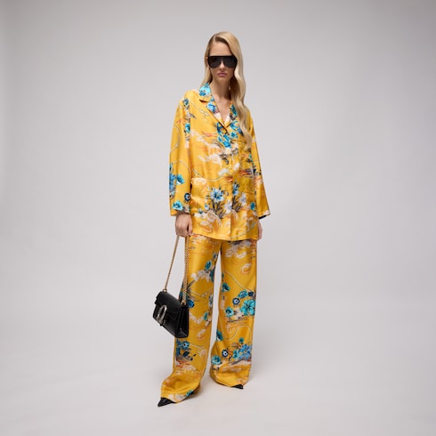 Printed silk twill shirt