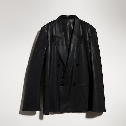 Wool jacket with chintzed finish