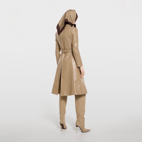 Coated GG cotton canvas fabric coat